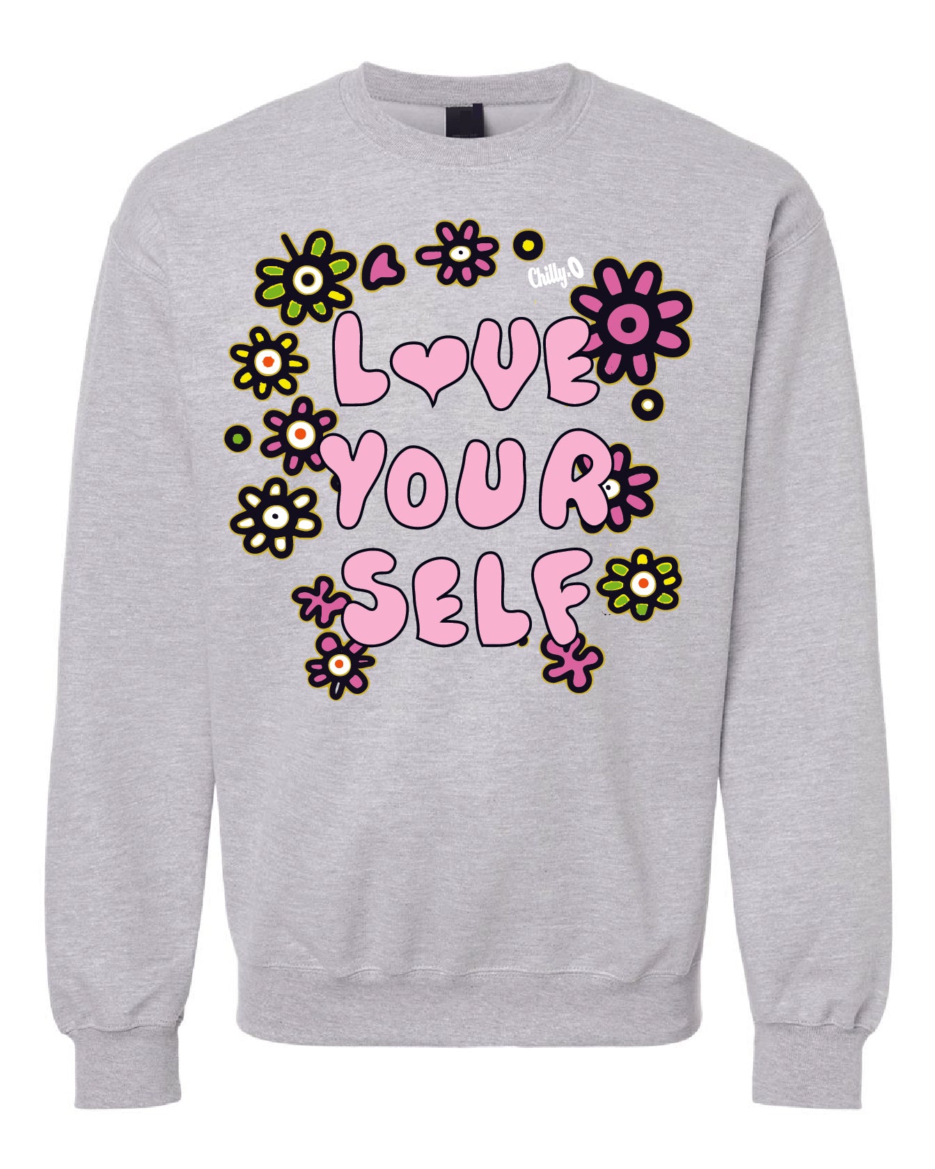 Love Yourself Floral Sweatshirt Grey
